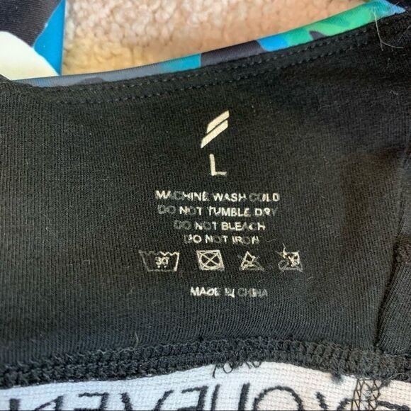 DOYOUEVEN black multicoloured floral tropical crisscross back sports bra Sz L - Picture 5 of 7